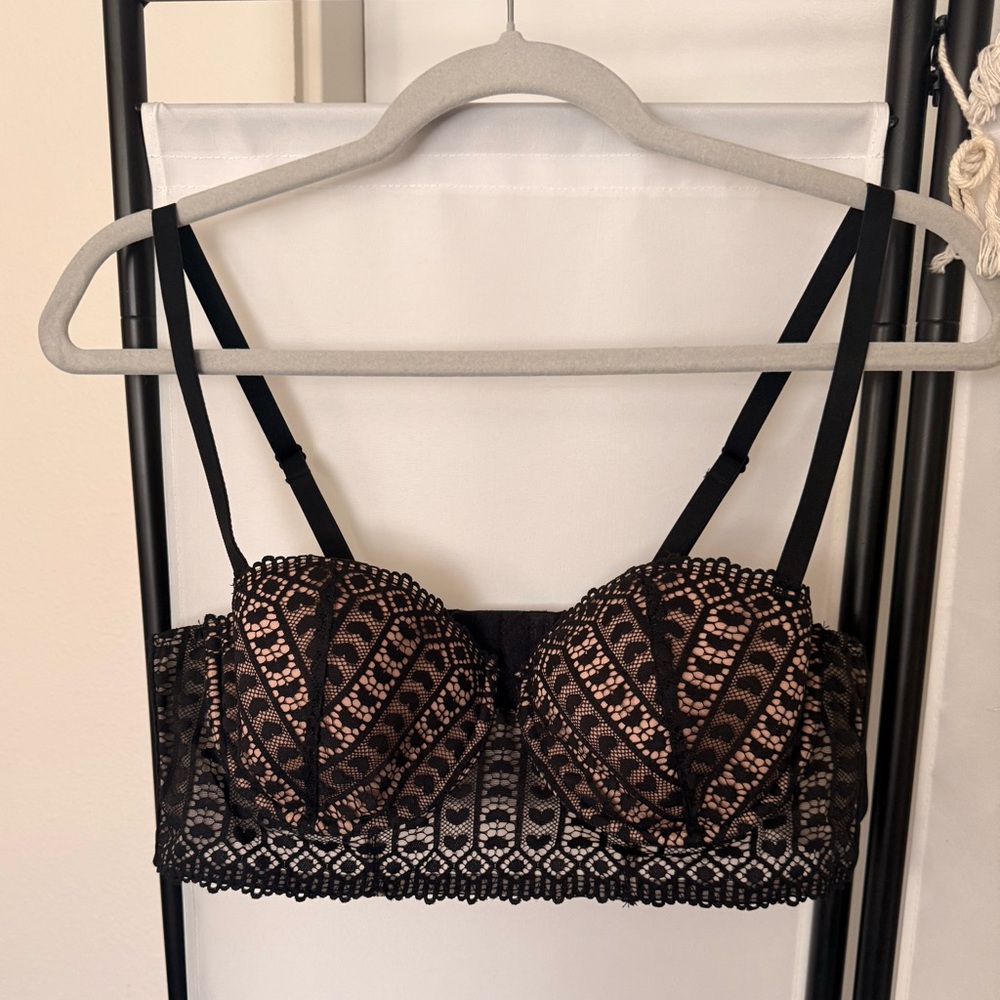 Black and Pink Lace Bralette